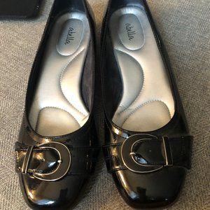 Black patent leather shoes